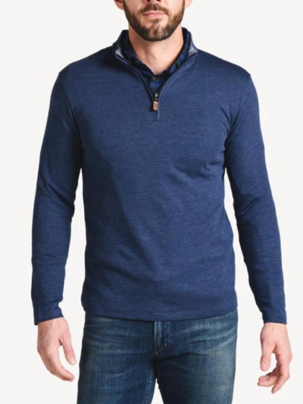 Mizzen + Main Stanton 1/4 Zip Pullover Sweater L Navy Blue EUC Sweatshirt Golf